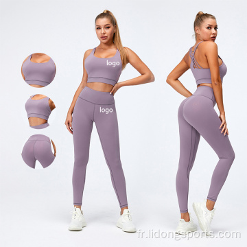 Confortable costume de yoga sport porter des vêtements d&#39;été femmes yoga costume de sport sans soudure sport yoga usure